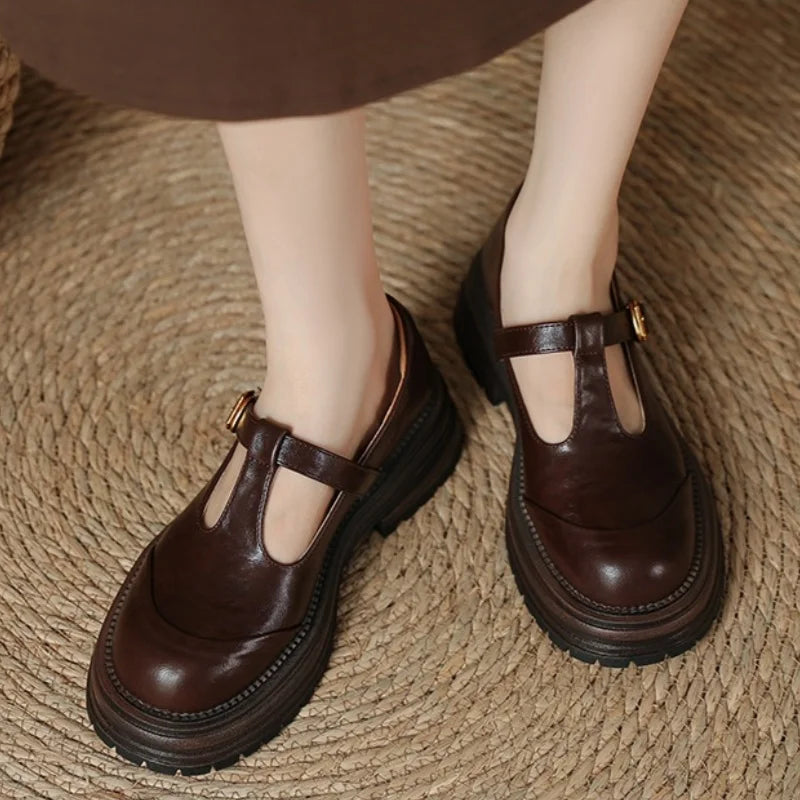 Blythe | Round Toe Brogue T-Bar Mary Jane Shoes