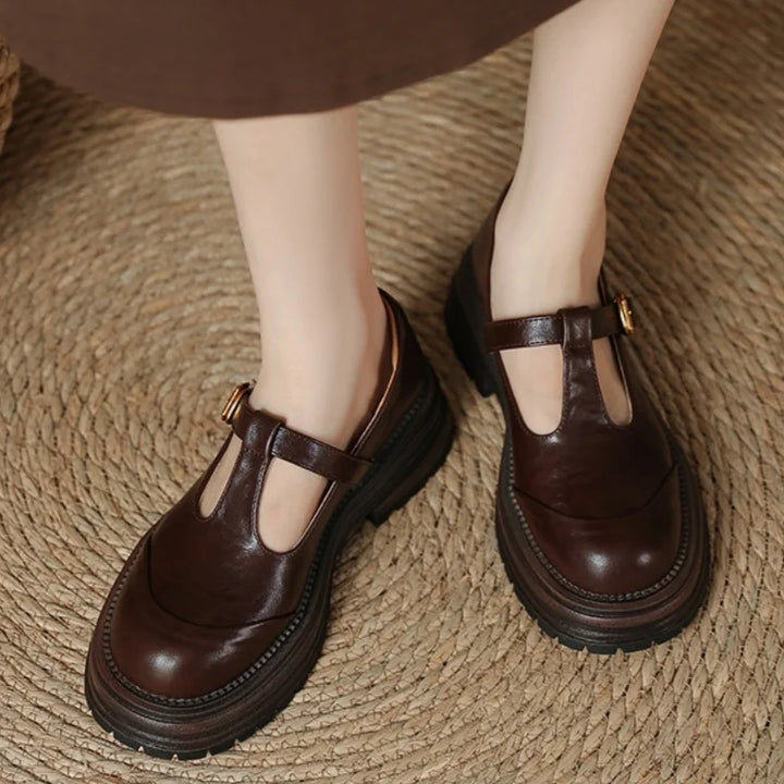 Blythe | Round Toe Brogue T-Bar Mary Jane Shoes