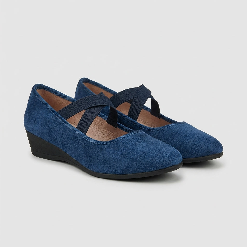 Natalie | Criss-Cross Strap Wedge Flats