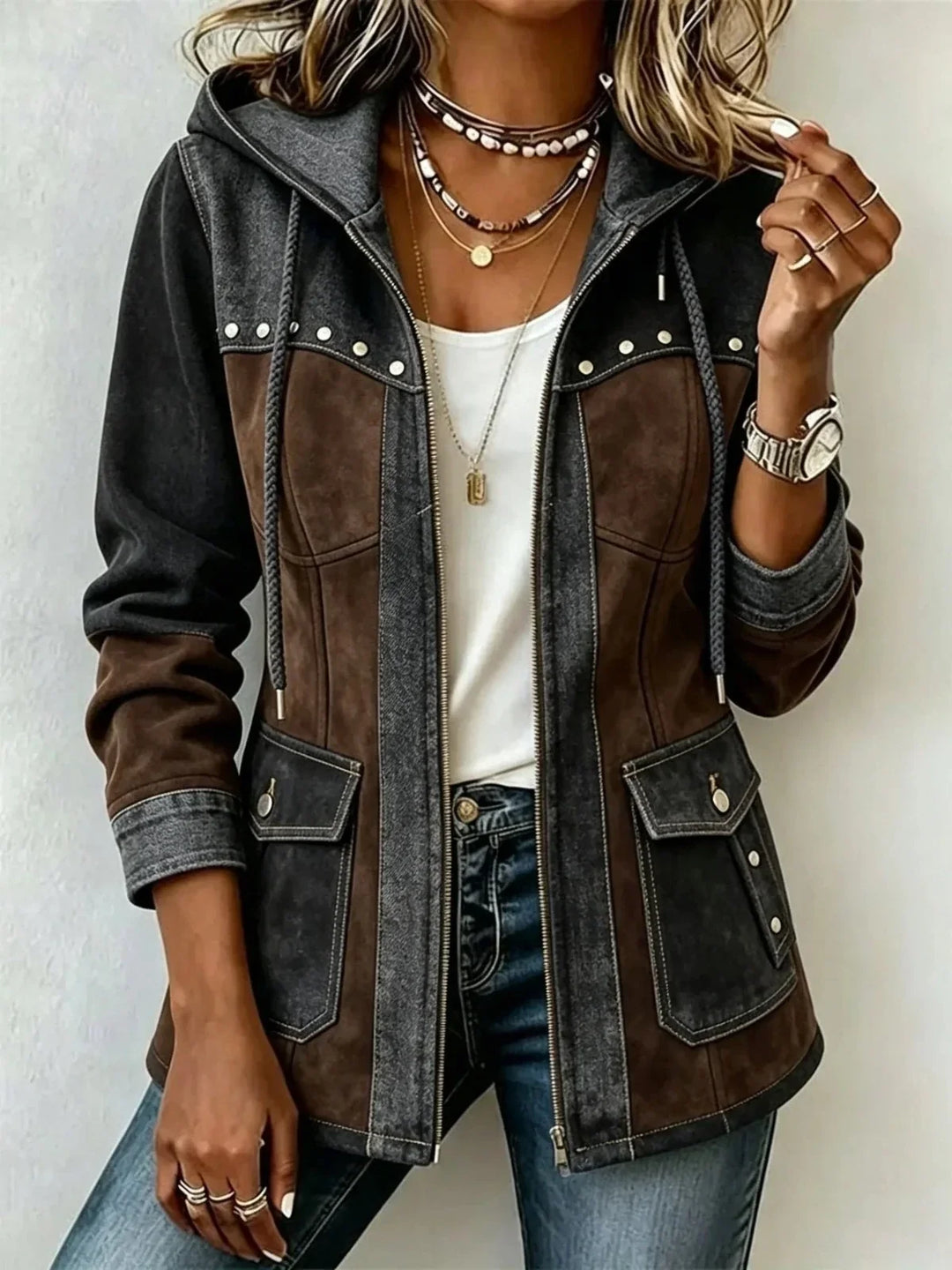 Veronica | Two-Tone Hooded Jacket
