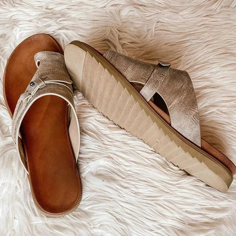 Roma | Boho Toe Ring Flat Slip-On Slides