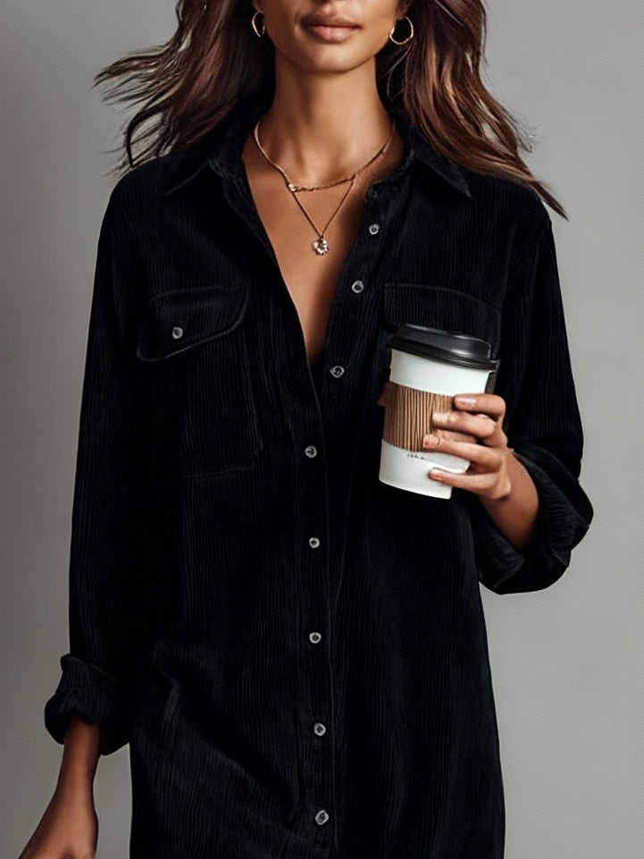 Clara | Corduroy Button Midi Dress