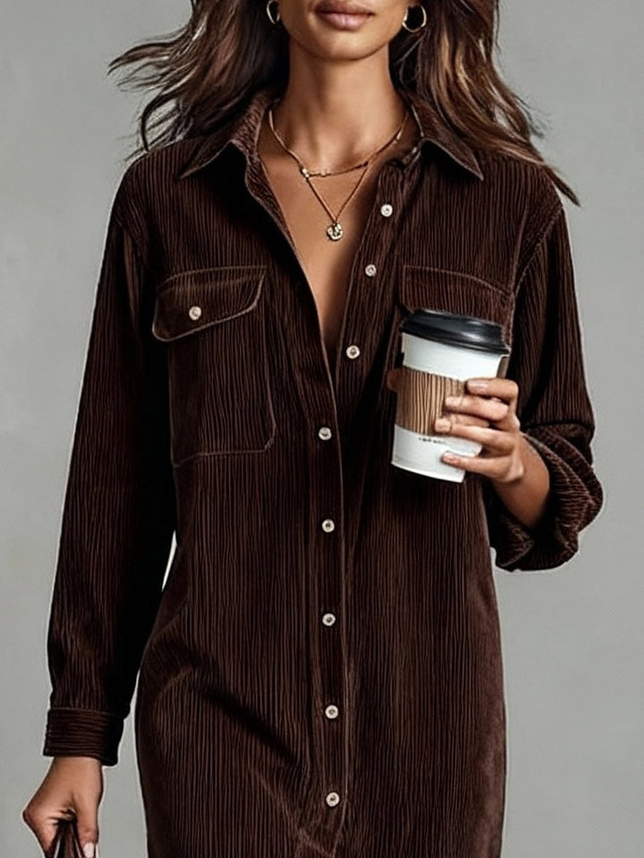 Clara | Corduroy Button Midi Dress