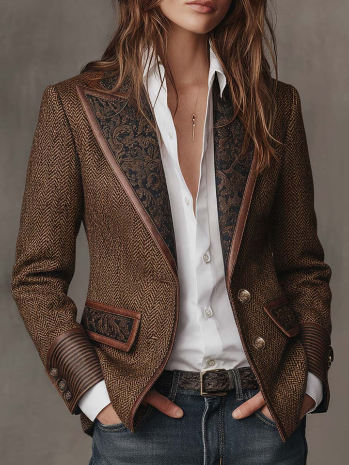 Chevron Print Panel Blazer
