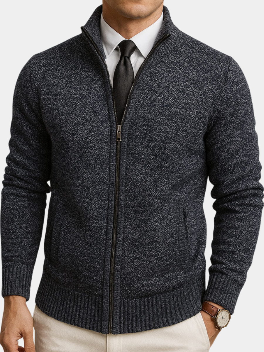 High Neck Zip-Up Cardigan Henri