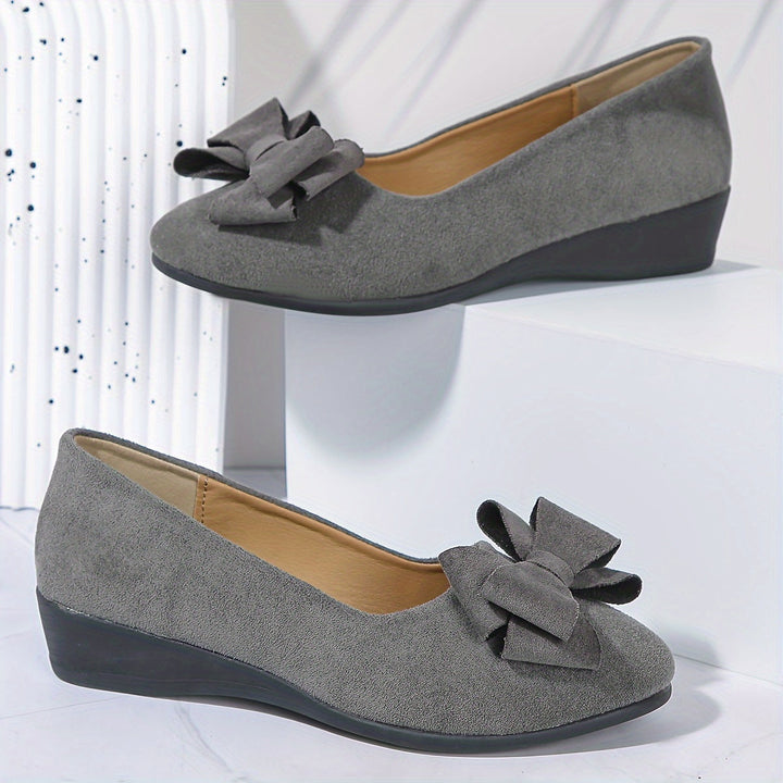 Maisie | Suede Bow Detail Wedge Ballet Flats