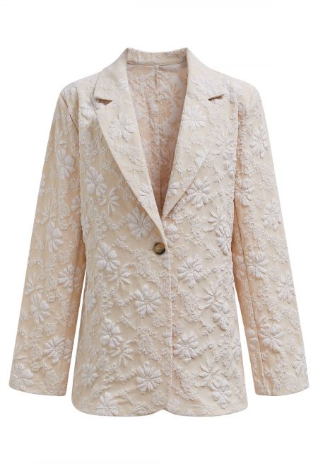 Single Breasted Blossom Embossed Jacquard Blazer