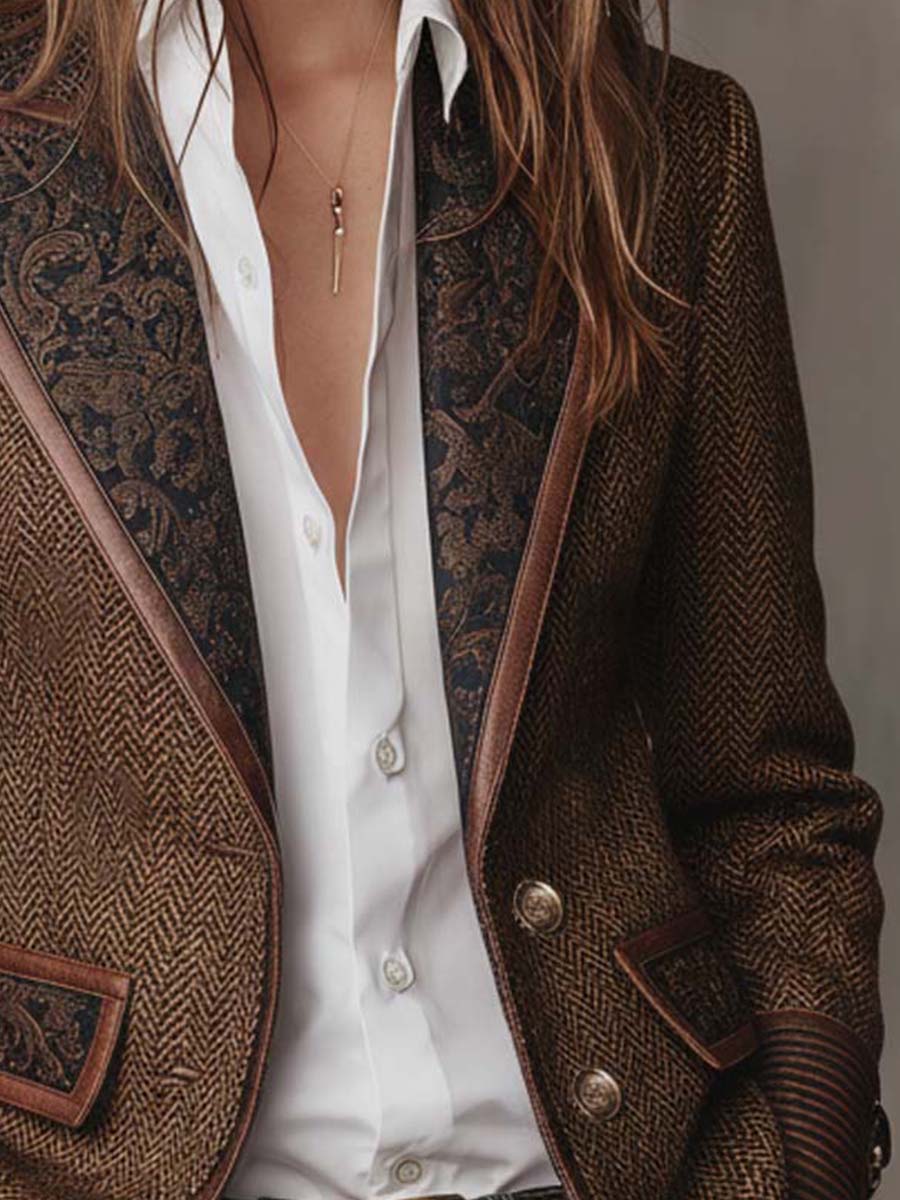 Chevron Print Panel Blazer