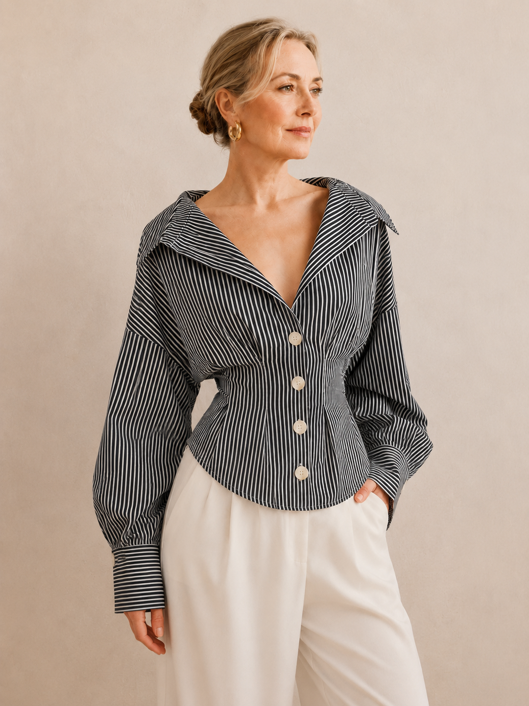 Sophie | Striped Collared Blouse