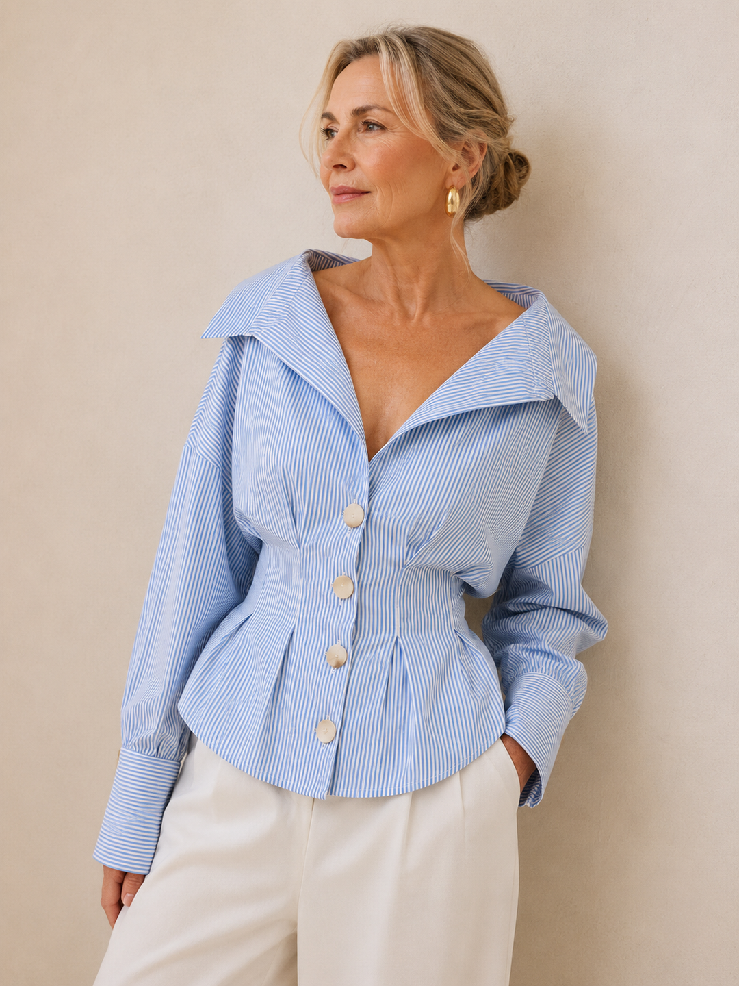 Sophie | Striped Collared Blouse