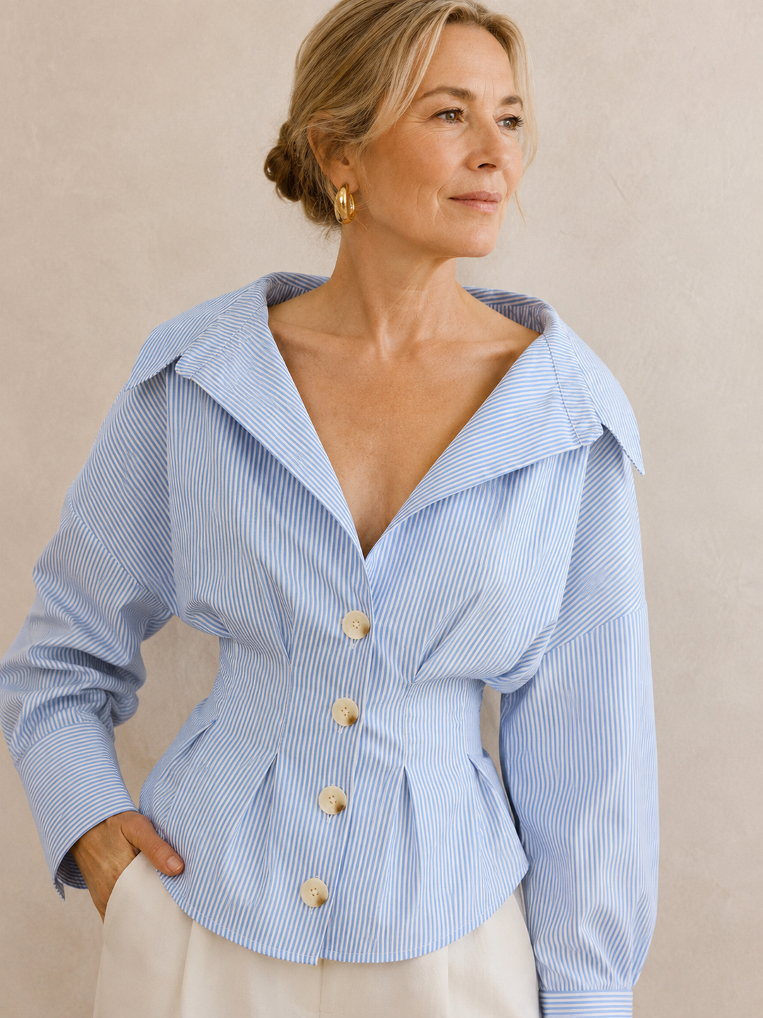 Sophie | Striped Collared Blouse