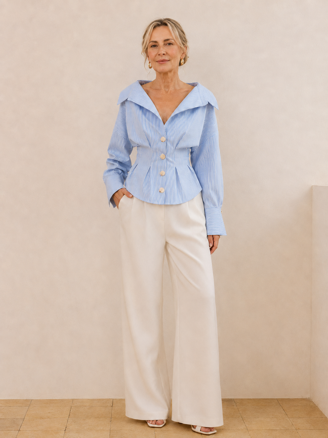 Sophie | Striped Collared Blouse