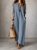 Elsa | Relaxed Striped V-Neck Maxi Dress