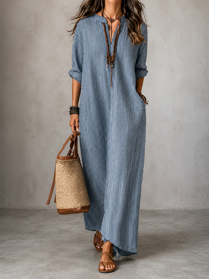 Elsa | Relaxed Striped V-Neck Maxi Dress