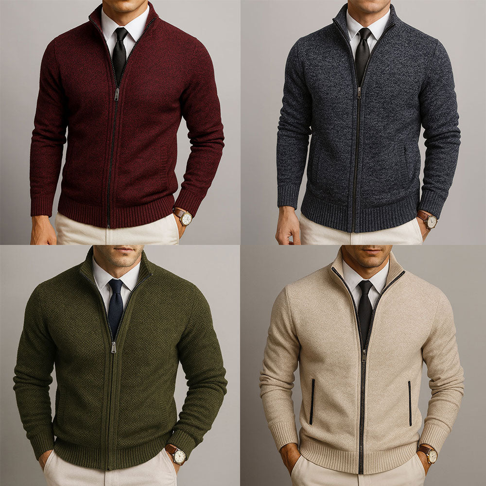 High Neck Zip-Up Cardigan Henri