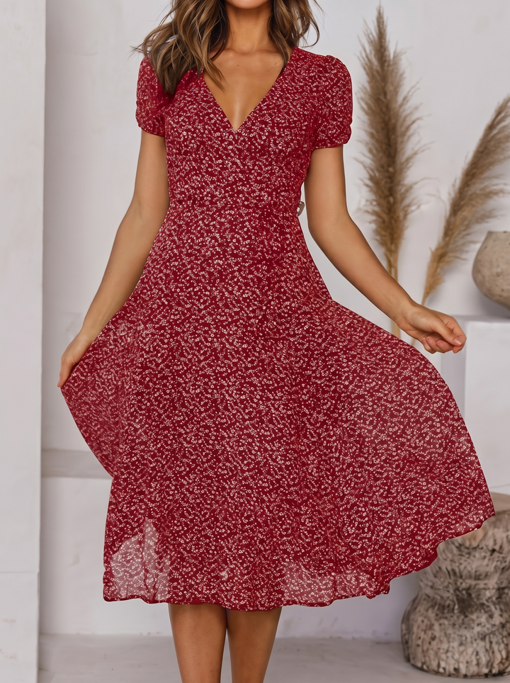 Teodora | V-Neck Short-Sleeve Midi Dress