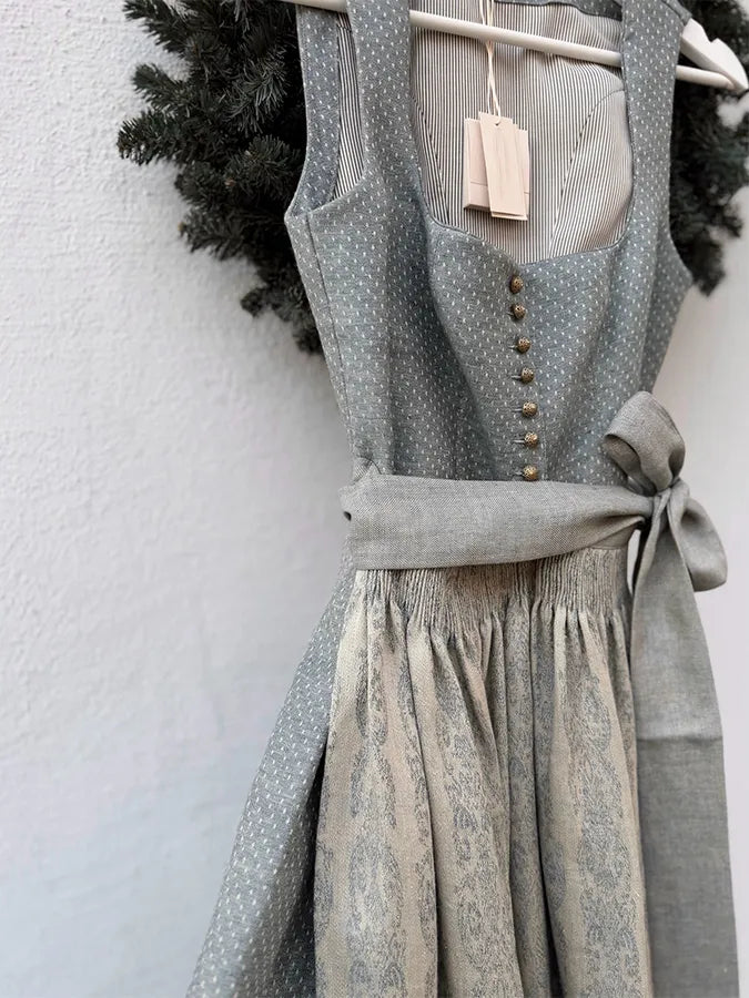 Damen-Freizeitkleid in Unifarbe mit Schleife, knielang (ohne Innenfutter)