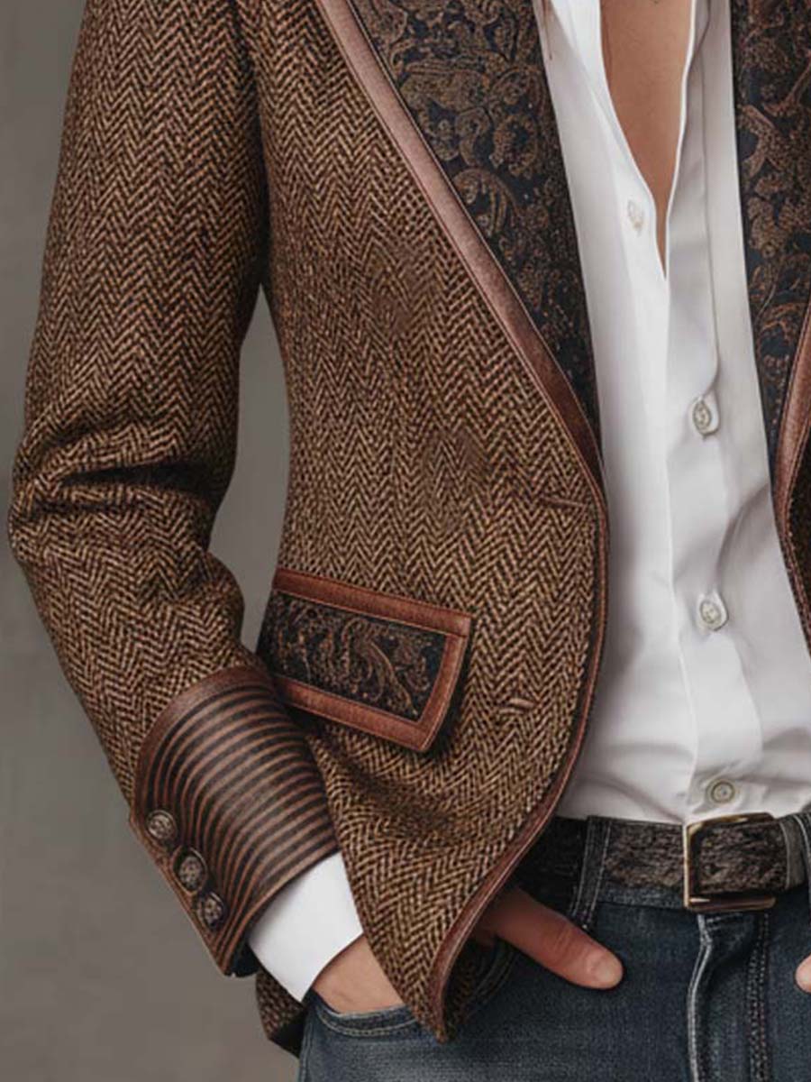 Chevron Print Panel Blazer