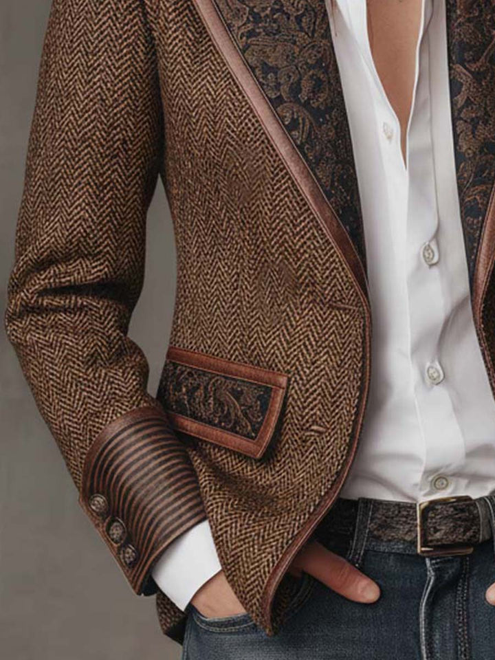 Chevron Print Panel Blazer