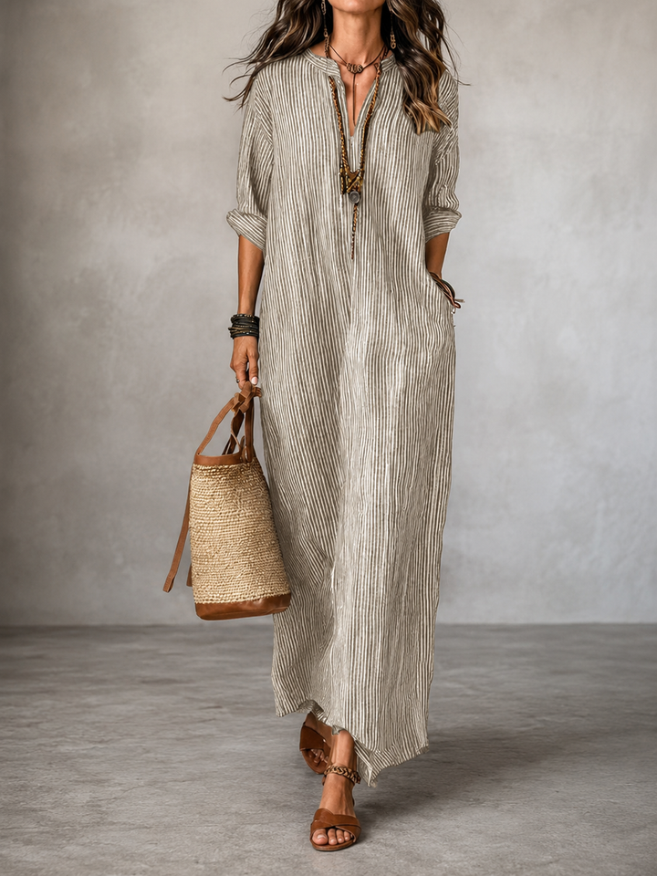 Elsa | Relaxed Striped V-Neck Maxi Dress