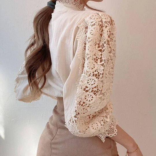 Long Sleeve Shirt with Lace and Tove Details