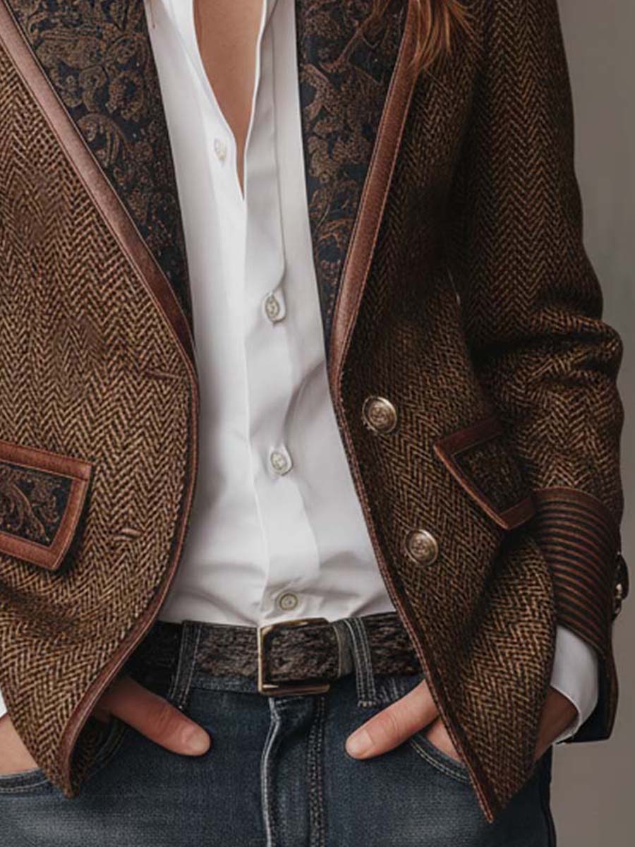 Chevron Print Panel Blazer