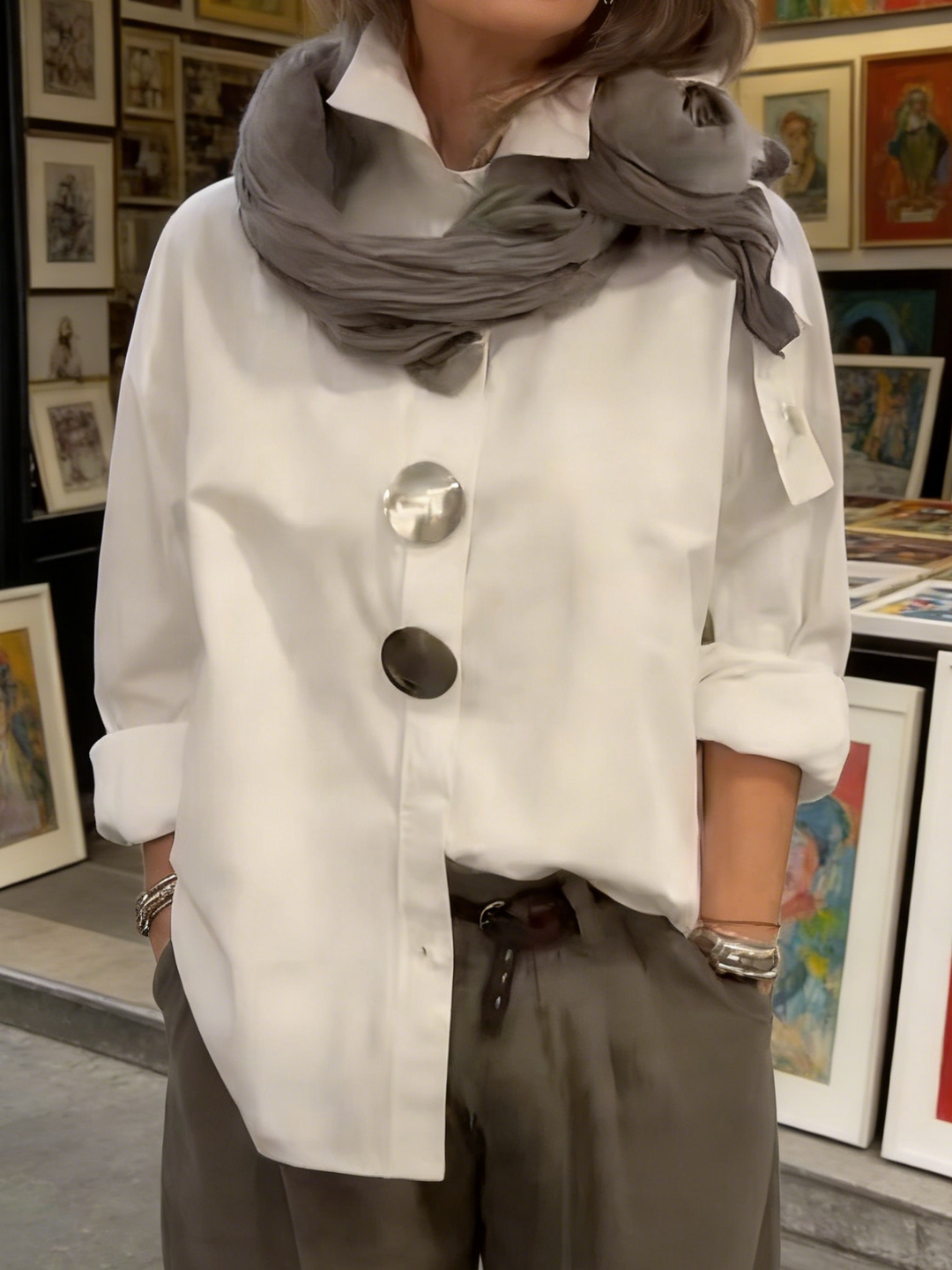 Elegant Blouse with Large Buttons