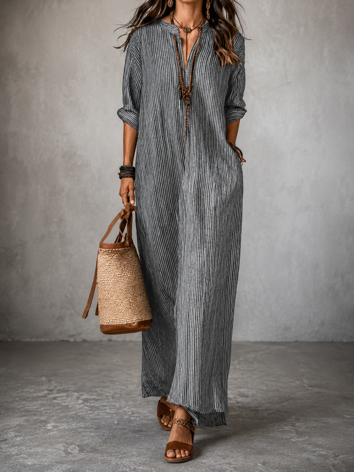Elsa | Relaxed Striped V-Neck Maxi Dress