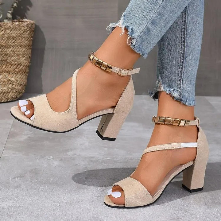 Bella | Open Toe Block Heel Ankle Strap Sandals