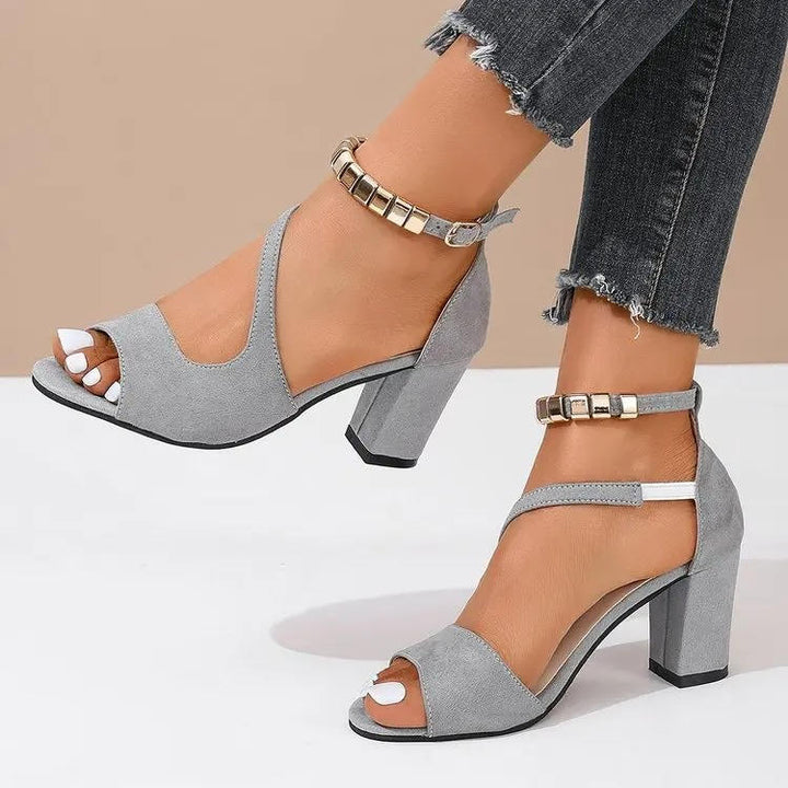 Bella | Open Toe Block Heel Ankle Strap Sandals