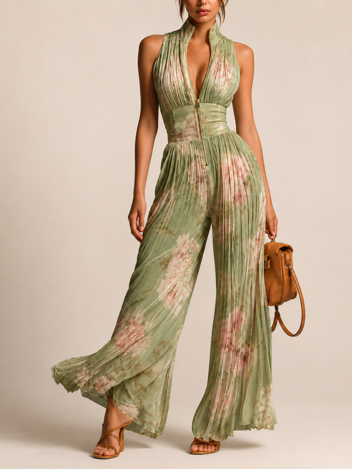 Leila | Floral Pleated Jumpsuit