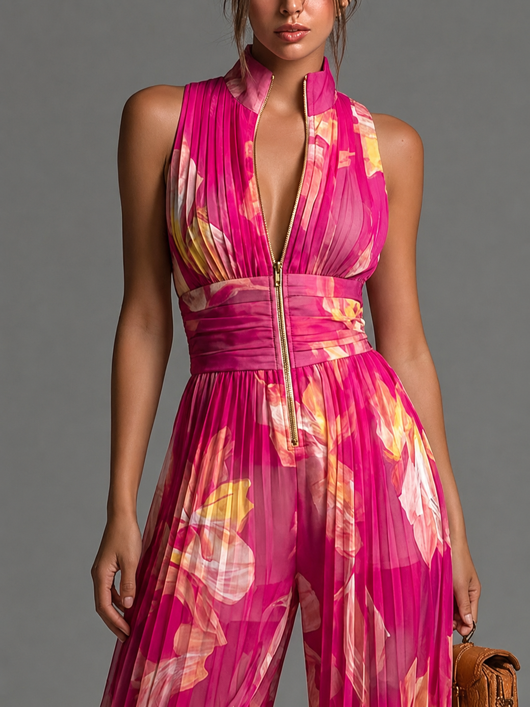 Leila | Floral Pleated Jumpsuit