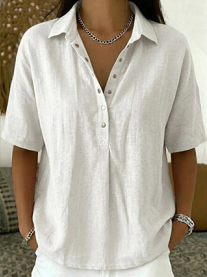 Blouse with Collar and Button Details in Willow