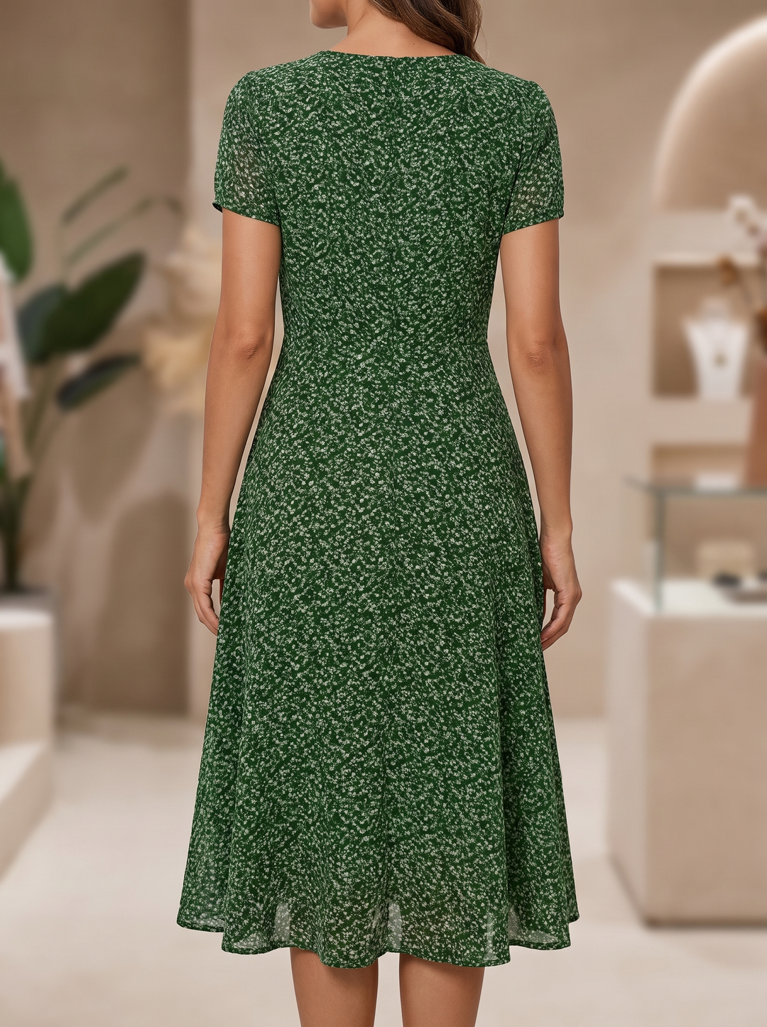 Teodora | V-Neck Short-Sleeve Midi Dress