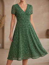 Teodora | V-Neck Short-Sleeve Midi Dress