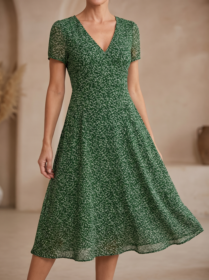Teodora | V-Neck Short-Sleeve Midi Dress