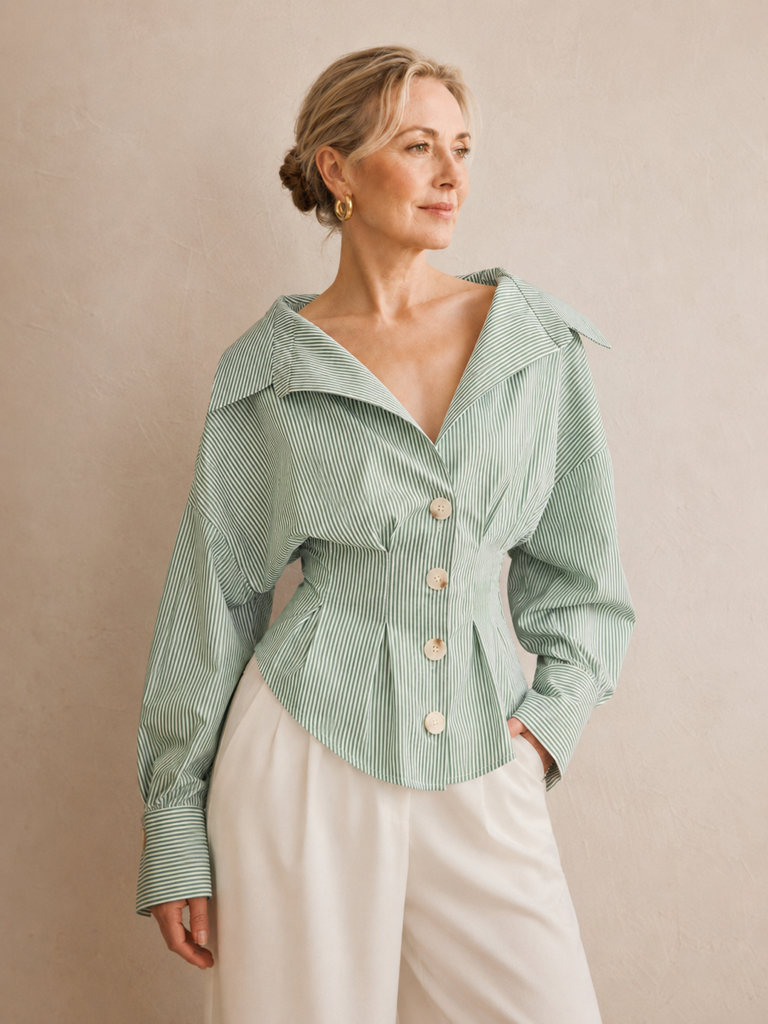 Sophie | Striped Collared Blouse