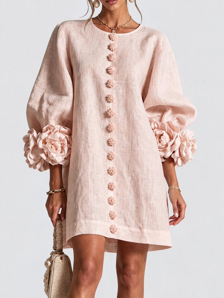 Rosalie | Floral Cuff Button-Front Mini Dress
