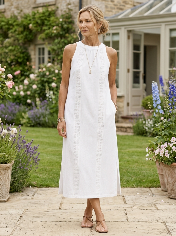Octaviana | Women's Embroidered Sleeveless Midi Dress