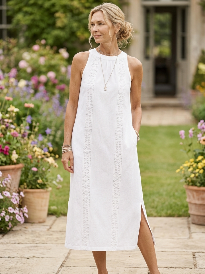 Octaviana | Women's Embroidered Sleeveless Midi Dress
