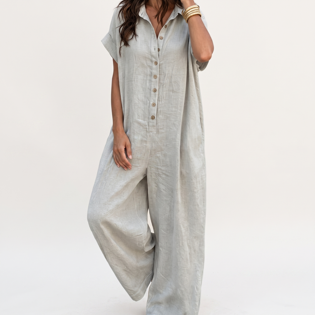 🌿Women's Casual Loose Short Sleeve Button Jumpsuit – Comfortable, Flattering & Effortlessly Stylish✨
