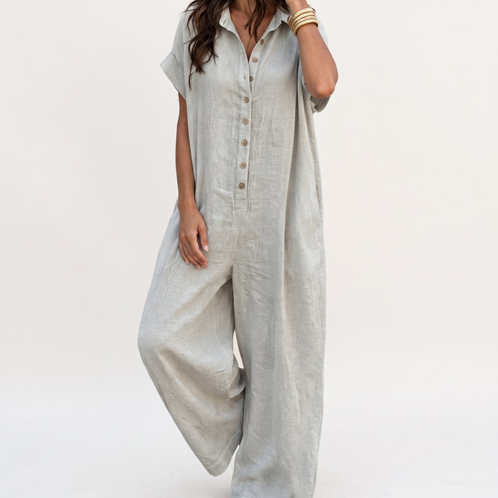 🌿Women's Casual Loose Short Sleeve Button Jumpsuit – Comfortable, Flattering & Effortlessly Stylish✨