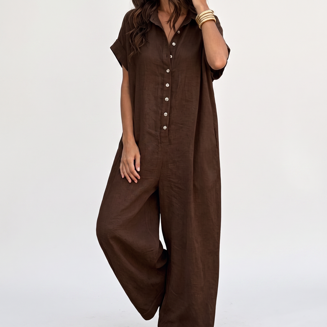 🌿Women's Casual Loose Short Sleeve Button Jumpsuit – Comfortable, Flattering & Effortlessly Stylish✨
