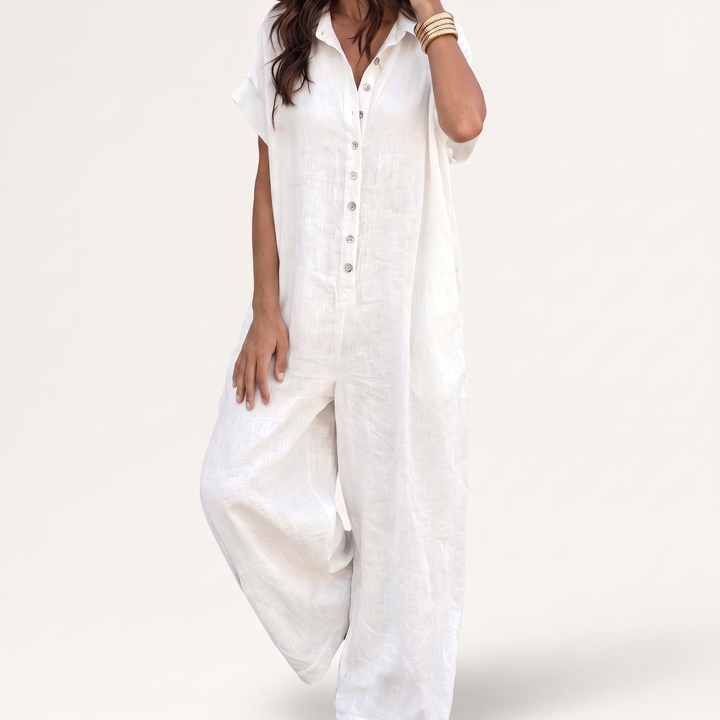 🌿Women's Casual Loose Short Sleeve Button Jumpsuit – Comfortable, Flattering & Effortlessly Stylish✨