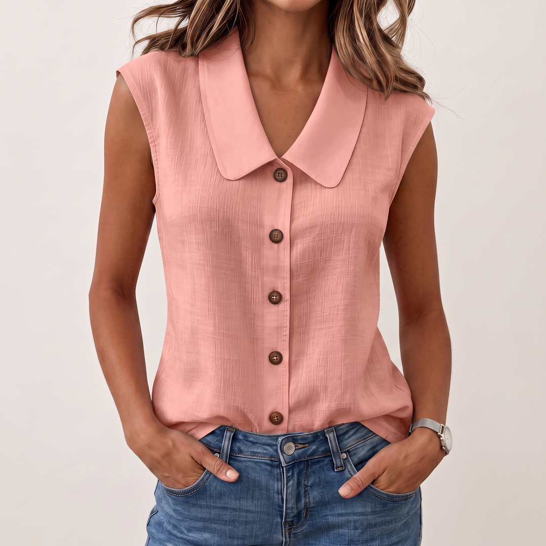 Elowen™ Breathable Button-Front Summer Blouse
