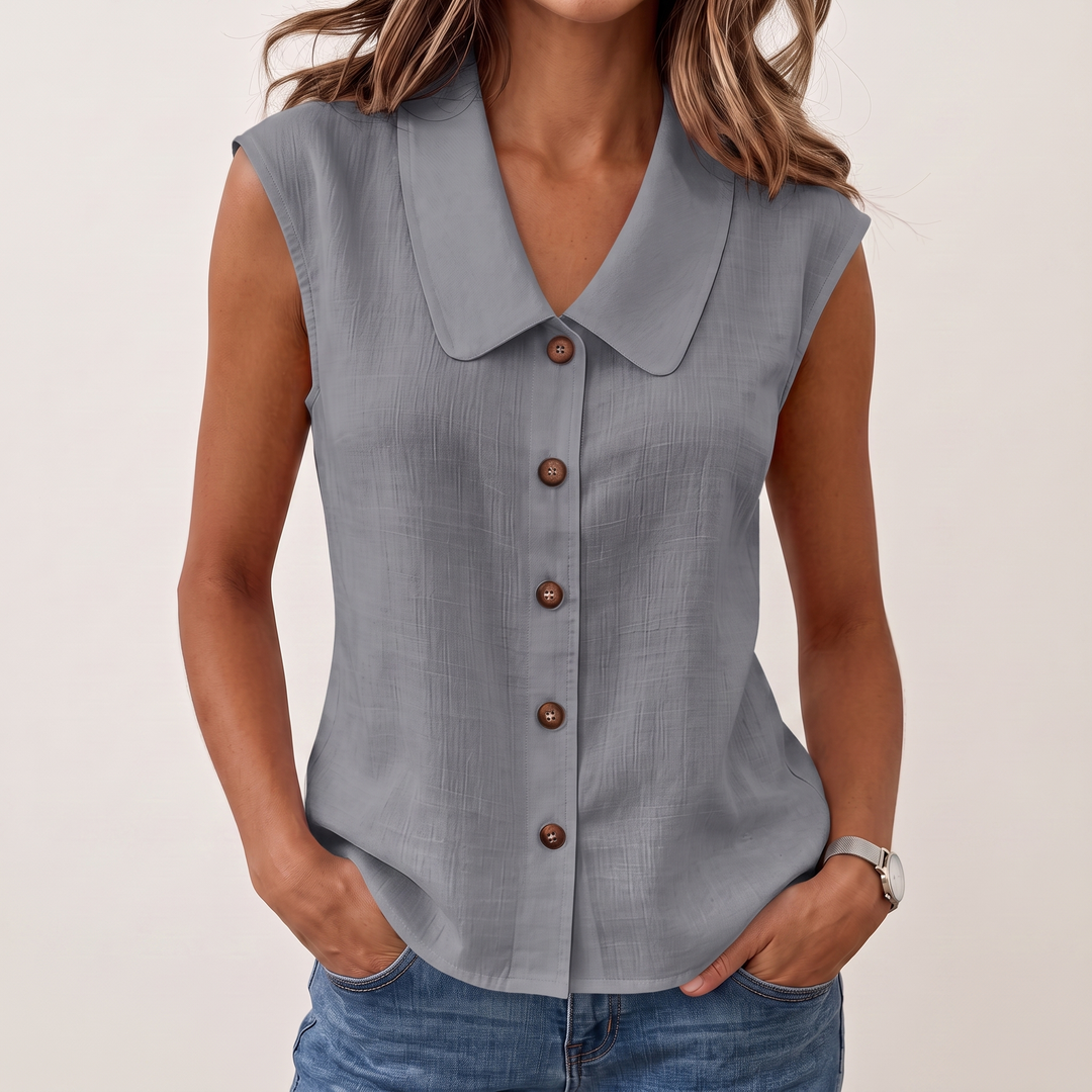 Elowen™ Breathable Button-Front Summer Blouse