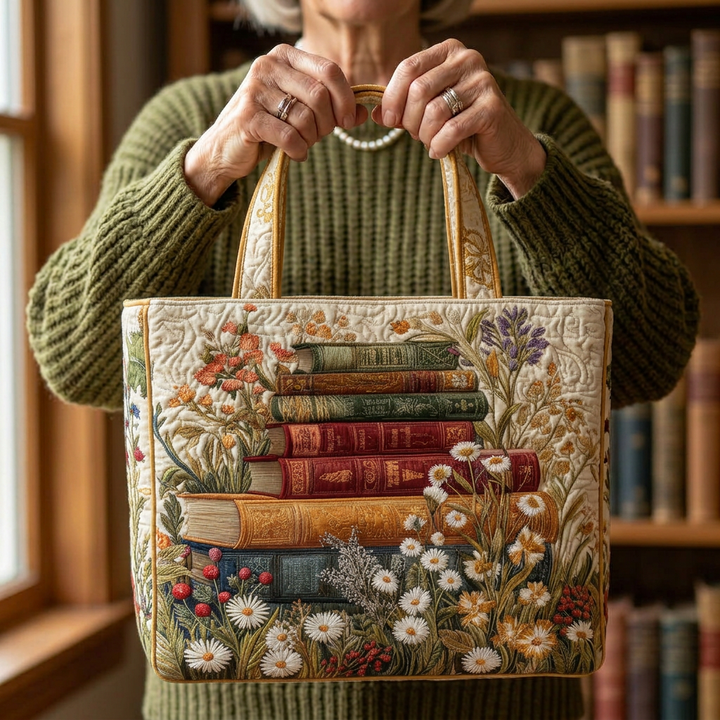 Padded Bag with Embroidered Alphabet Pattern