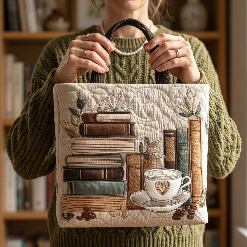 Padded Tote Bag with Book Design