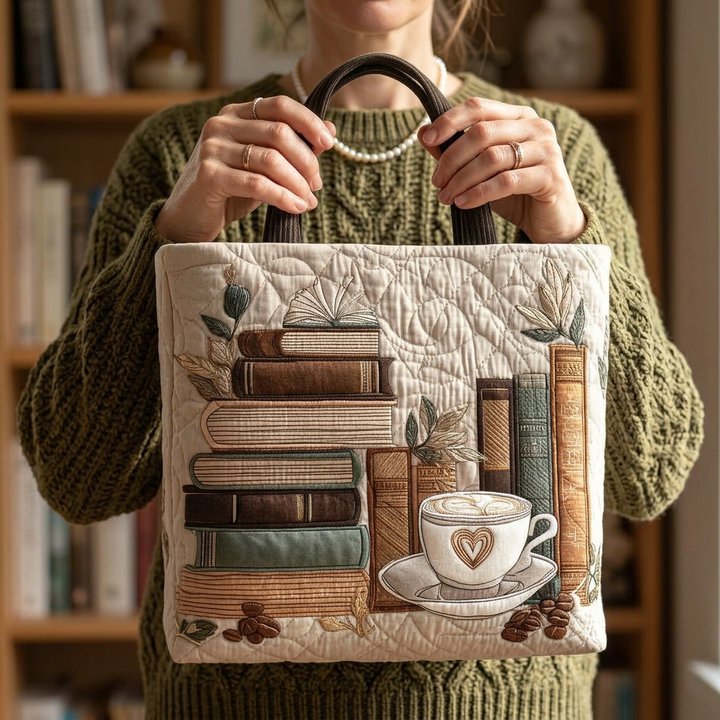Padded Tote Bag with Book Design