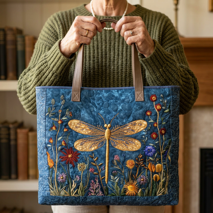 Padded Tote Bag with Dragonfly Design
